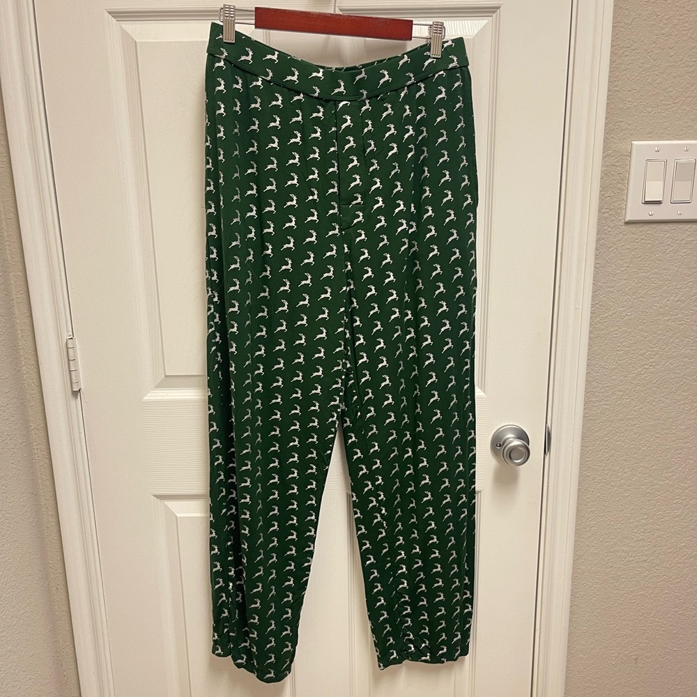 Kickee Pants Green Reindeer Pajama Pants